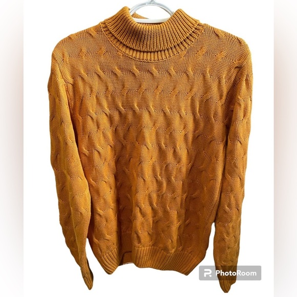 Ralph Lauren Sweaters - Womens Orange Polo Ralph Lauren Chunky Cable Knit Turtleneck Sweater - Medium